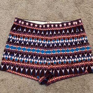 J. Crew Women Purple Pink Blue Gemstone Print Cotton Pique Shorts Boho Size 4